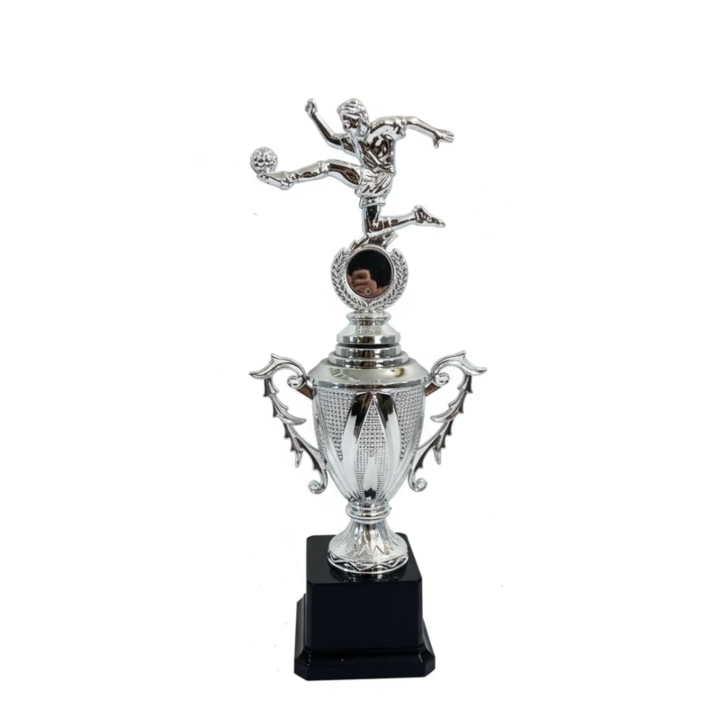 Trofeo de Fútbol Plateado con figura 50cm