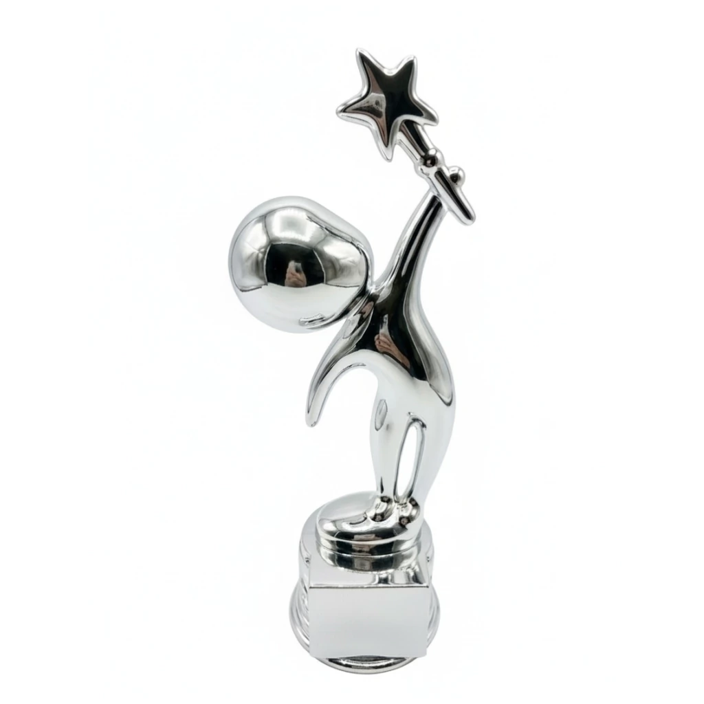 Trofeo resina win star plateado